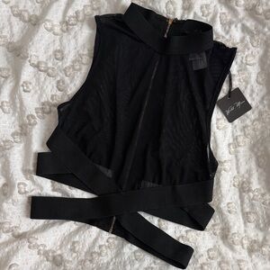Elegant Black Sleeveless Crop Top